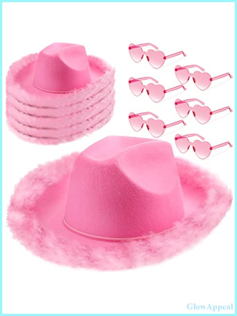 Cowboy Hats with Heart Sunglasses Party Set of 12